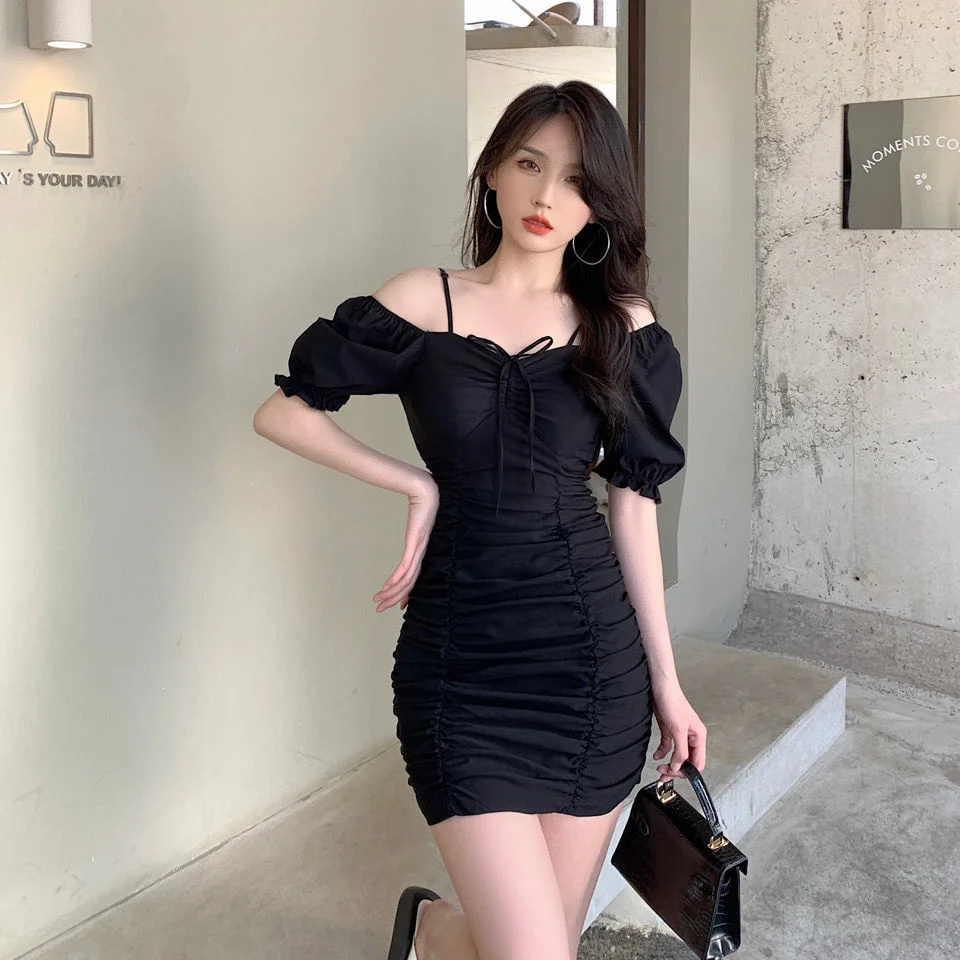 Summer 2021 New Korean Style Elegant French Style Lightly Mature Puff Sleeve Pleated Drawstring Slim Slimming Dress for Women
Summer 2021 New Korean Style Elegant French Style Lightly Mature Puff Sleeve Pleated Drawstring Slim Slimming Dress for Women