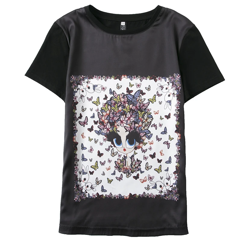 2021 new summer silk satin short-sleeved Tees printing Korean version loose and versatile temperament thin top women
2021 new summer silk satin short-sleeved Tees printing Korean version loose and versatile temperament thin top women