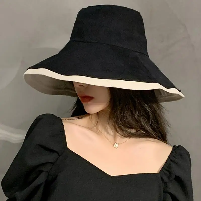 Hot 1pc Double sided Bucket Hat Big Brim Sun Shade Cotton Fashion Women Vacation UV basin hat
Hot 1pc Double sided Bucket Hat Big Brim Sun Shade Cotton Fashion Women Vacation UV basin hat