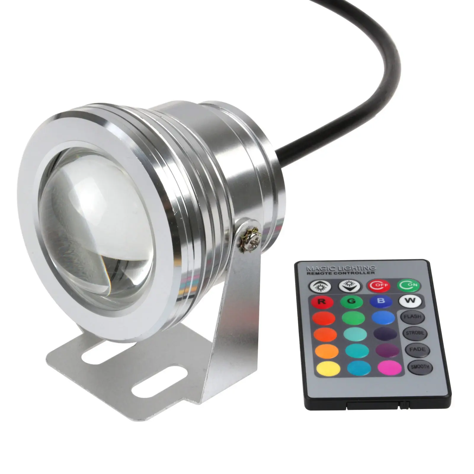 Подводная светодиодная лампа теплый и холодный белый свет RGB IP68