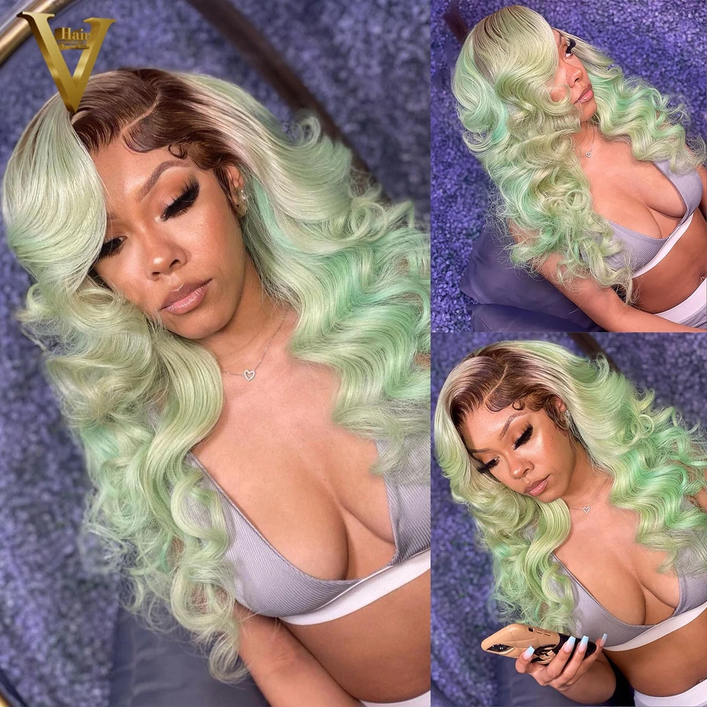 Light Green 613 Ombre Colored Body Wave Lace Front Wig 4x4 Closure Wig Brazilian Virgin Human Hair Wigs For Women 180 Density
Light Green 613 Ombre Colored Body Wave Lace Front Wig 4x4 Closure Wig Brazilian Virgin Human Hair Wigs For Women 180 Density