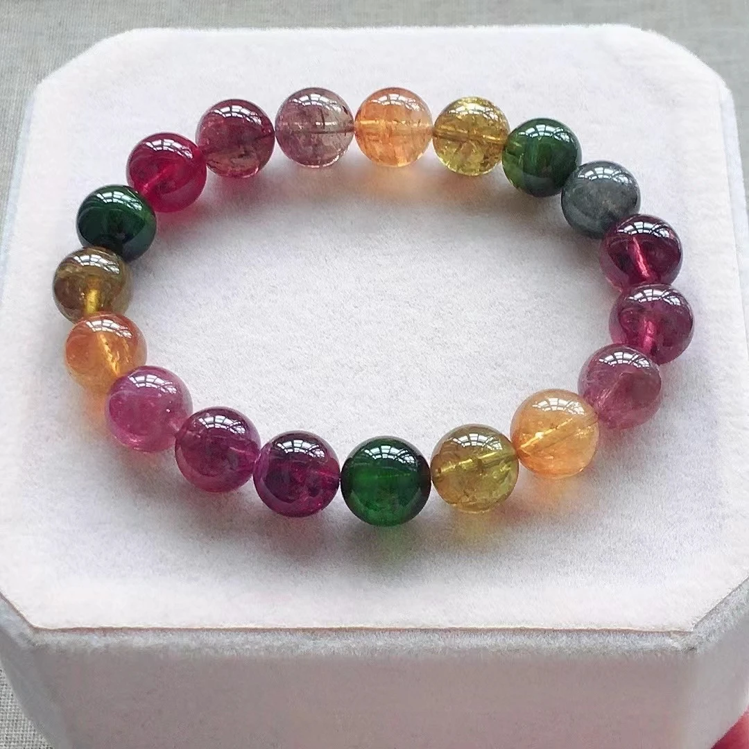 Natural Colorful Tourmaline Quartz Bracelet Clear Round Beads 9.9mm Women Men Crystal Jewelry Candy Rainbow Tourmaline AAAAAAA
Natural Colorful Tourmaline Quartz Bracelet Clear Round Beads 9.9mm Women Men Crystal Jewelry Candy Rainbow Tourmaline AAAAAAA