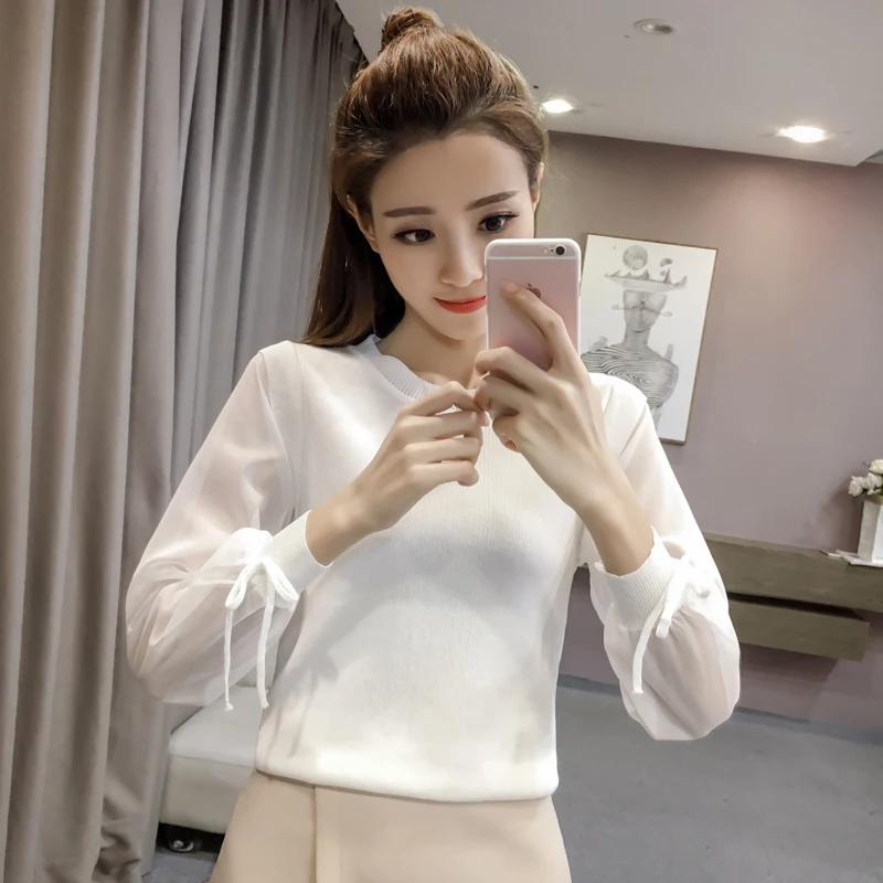 To film school of new winter wind net yarn splicing long-sleeved sweater knitting render unlined upper garment joker woman
To film school of new winter wind net yarn splicing long-sleeved sweater knitting render unlined upper garment joker woman