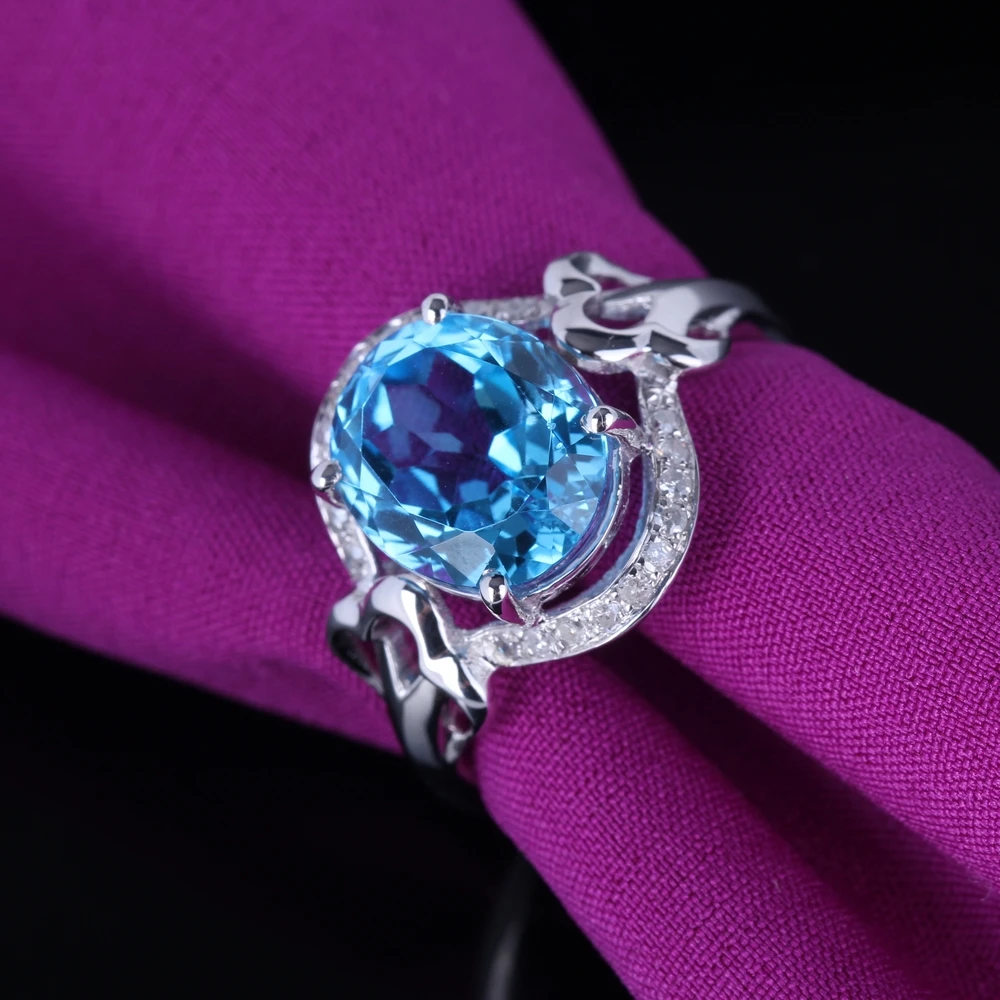 HELON Sterling Silver 925 Oval Cut 9x12mm Genuine Blue Topaz & Diamonds Gorgeous Jewelry Engagement Wedding Ring Women Best Gift
HELON Sterling Silver 925 Oval Cut 9x12mm Genuine Blue Topaz & Diamonds Gorgeous Jewelry Engagement Wedding Ring Women Best Gift