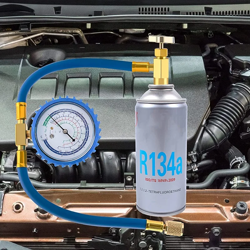 R134A Charging Hose with BPV31Piercing Tap Valve Kits U-Charging Hose Refrigerant Can Tap R134A Can to R-12/R-22 Port
R134A Charging Hose with BPV31Piercing Tap Valve Kits U-Charging Hose Refrigerant Can Tap R134A Can to R-12/R-22 Port
