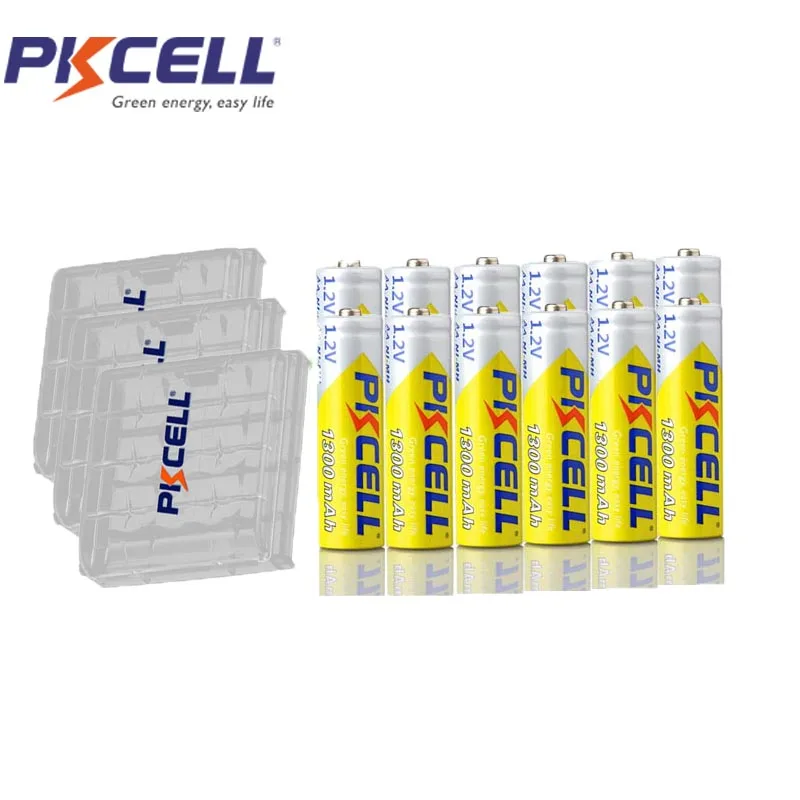 12Pcs PKCELLPKCELL 1300mAh 1.2V NIMH 2A Ni-MH AA Rechargeable Battery for flashlight and 2Pcs Battery Holder Boxes
12Pcs PKCELLPKCELL 1300mAh 1.2V NIMH 2A Ni-MH AA Rechargeable Battery for flashlight and 2Pcs Battery Holder Boxes