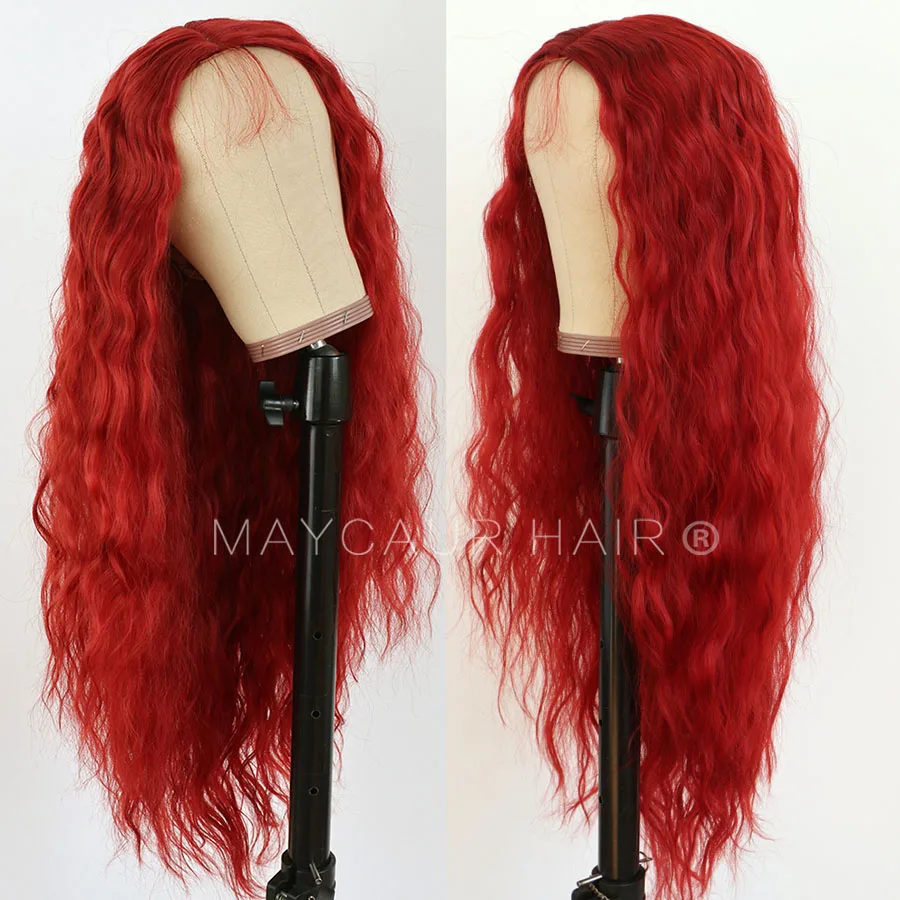Волнистые Синтетические кружевные передние парики Maycaur # 30B жаростойкие