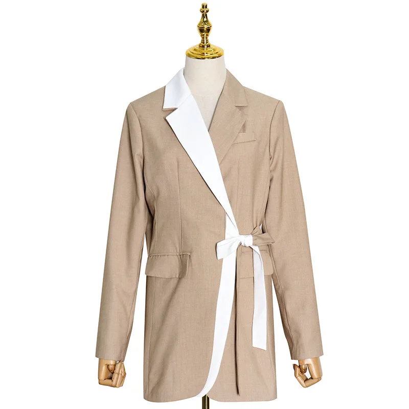 Korean New 2020 Fashion Temperament Winter Female Coat Belt Hit Color Fake Two-piece Loose Long-sleeved Women Tops Aa08
Korean New 2020 Fashion Temperament Winter Female Coat Belt Hit Color Fake Two-piece Loose Long-sleeved Women Tops Aa08
