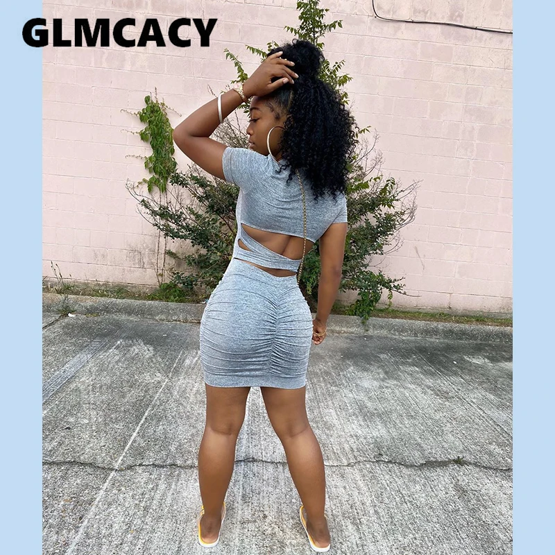 Women O-neck Short Sleeve Backless Bodycon Pleated Dress Casual Solid Lounge Dresses
Women O-neck Short Sleeve Backless Bodycon Pleated Dress Casual Solid Lounge Dresses