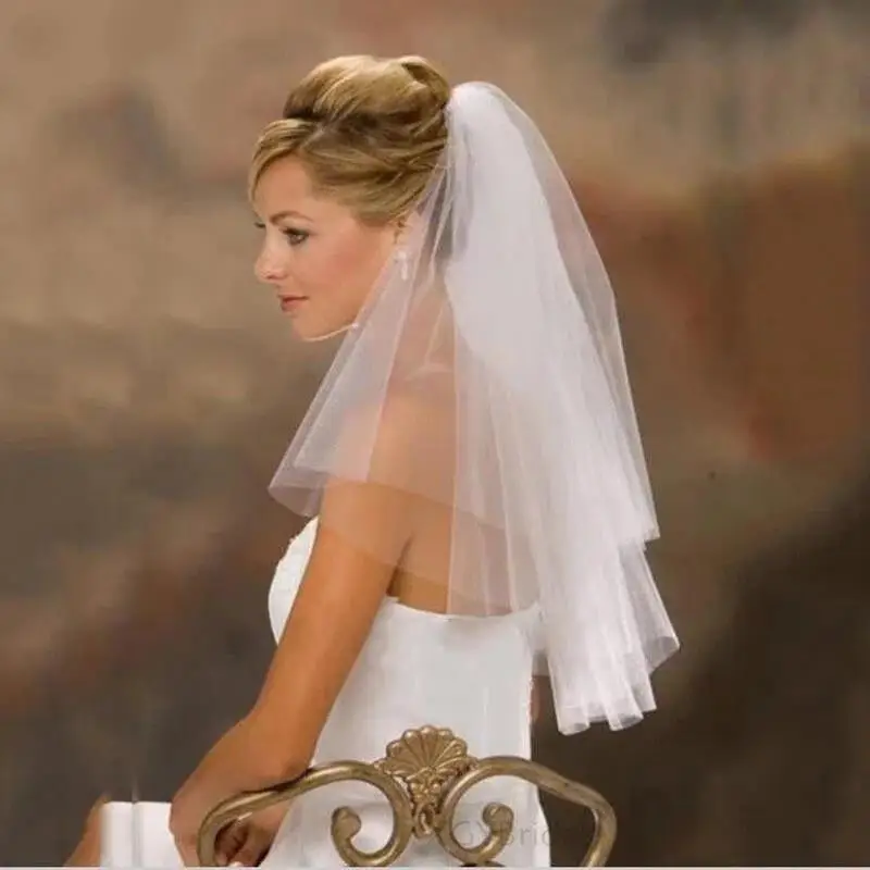 

White Ivory Short Bridal 2024 Cheap Wedding Accessories Velo De Novia Casamento Soft Tulle Veil