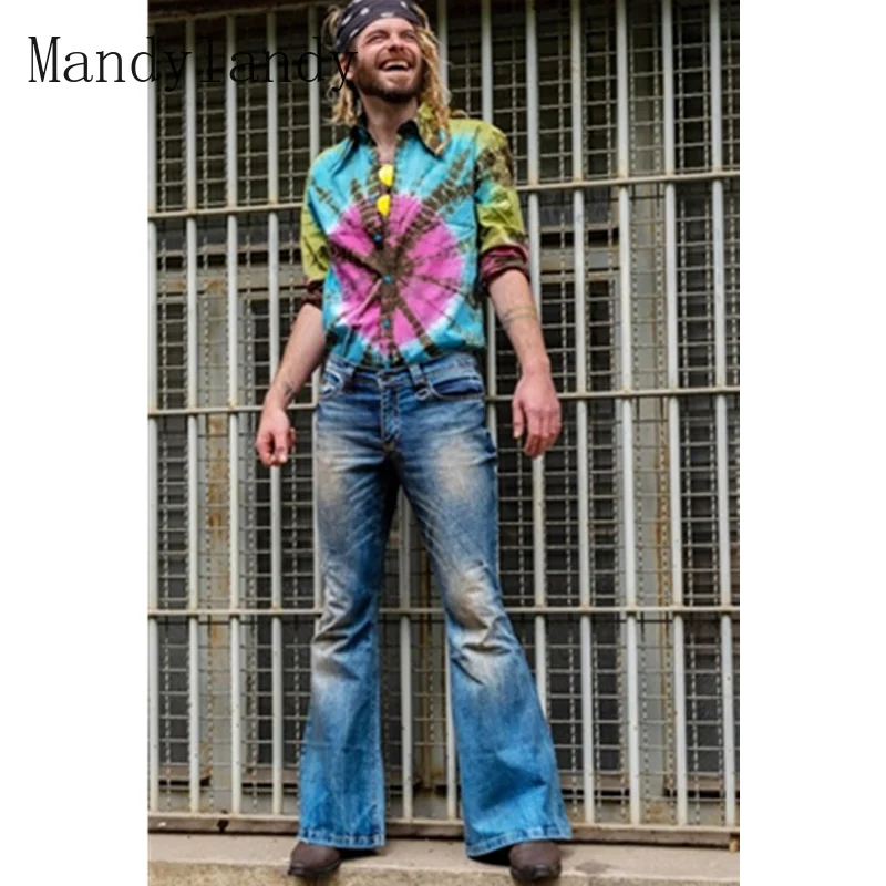 Mandylandy Men Punk Style Jeans Vintage High Waist Flare Denim Pants Retro Wide Leg Trousers
Mandylandy Men Punk Style Jeans Vintage High Waist Flare Denim Pants Retro Wide Leg Trousers