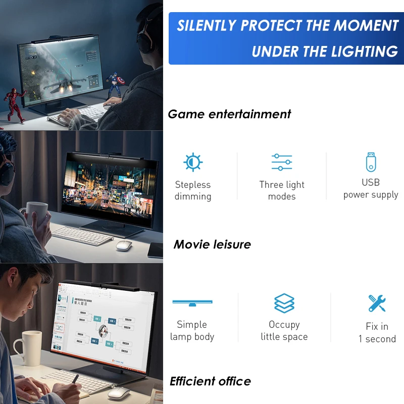 USB Eye-Care LED Desk Lamp Non Flickering Stepless Dimming For Computer PC Monitor Screen bar Hanging Light office Reading Lamp 
USB Eye-Care LED Desk Lamp Non Flickering Stepless Dimming For Computer PC Monitor Screen bar Hanging Light office Reading Lamp