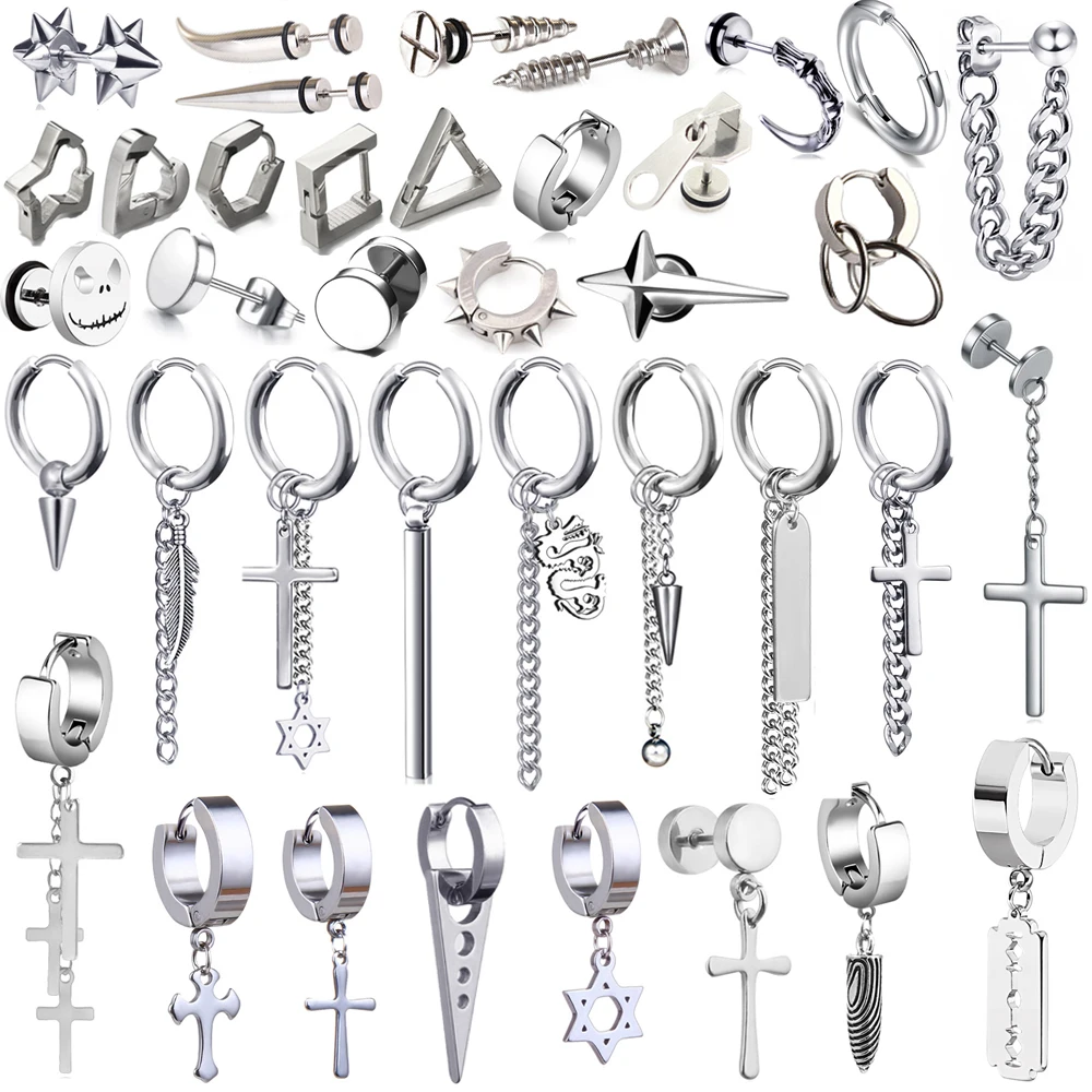 Popular Collection 1 Pair Silver Stainless Steel Ear Stud Cross Pendant Earrings For Men and Women Punk Gothic Jewelry Best Gift
Popular Collection 1 Pair Silver Stainless Steel Ear Stud Cross Pendant Earrings For Men and Women Punk Gothic Jewelry Best Gift