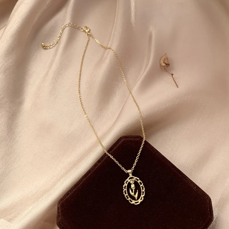 Elegant Rose Tulip Flower Pendant Necklace Charming Women's Wedding Gold Color Clavicle Chain Romantic Party Jewelry Girl Gift
Elegant Rose Tulip Flower Pendant Necklace Charming Women's Wedding Gold Color Clavicle Chain Romantic Party Jewelry Girl Gift