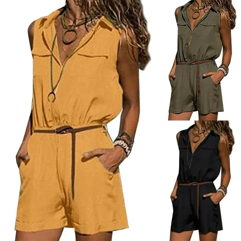 2021 New Women V Neck Sleeveless Mini Playsuit Shorts Metal Zipper Overalls Summer Shirts Jumpsuit Romper Pants
2021 New Women V Neck Sleeveless Mini Playsuit Shorts Metal Zipper Overalls Summer Shirts Jumpsuit Romper Pants