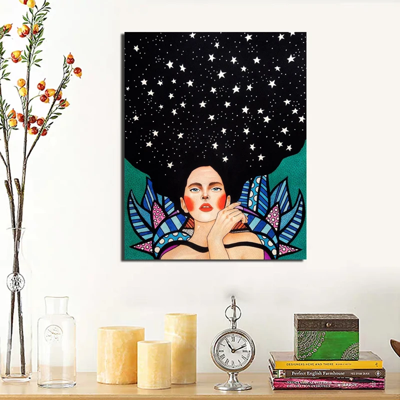 Stars Hair Girl Wallpaper Cuadros Nordic Poster Art Print For Living Room Home Decor Modern Wall Art Canvas Painting Unframed
Stars Hair Girl Wallpaper Cuadros Nordic Poster Art Print For Living Room Home Decor Modern Wall Art Canvas Painting Unframed