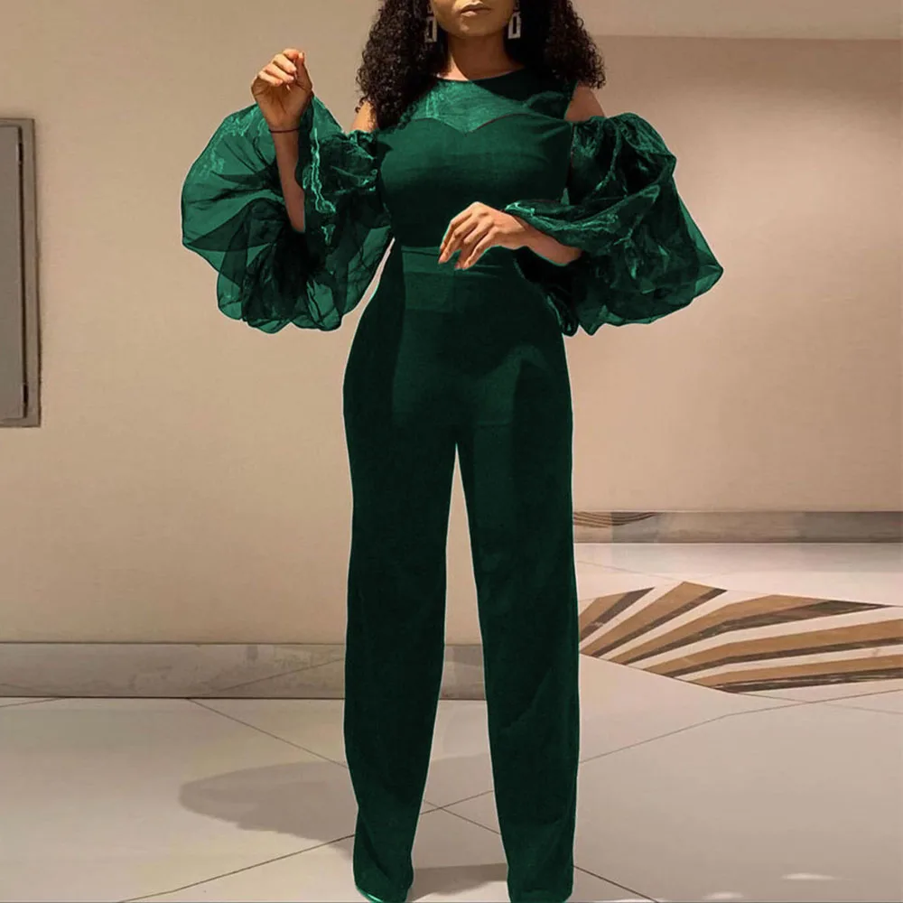 Jumpsuit Western Style Round Neck Splicing Organza Lantern Sleeve Solid Color High Waist Strapless African Design Autumn New
Jumpsuit Western Style Round Neck Splicing Organza Lantern Sleeve Solid Color High Waist Strapless African Design Autumn New