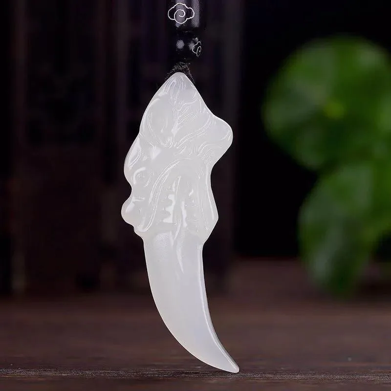 Natural White Jade Wolf Tooth Pendant Necklace Charm Jewellery Fashion Accessories Hand-carved Man Luck Amulet Sweater Chain
Natural White Jade Wolf Tooth Pendant Necklace Charm Jewellery Fashion Accessories Hand-carved Man Luck Amulet Sweater Chain