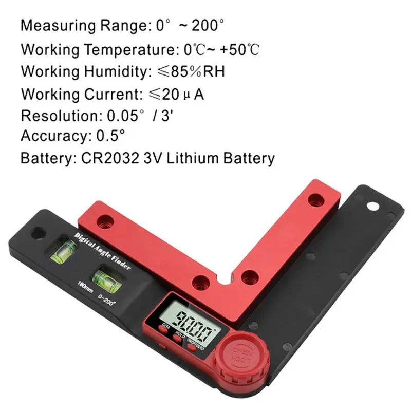 180mm Angle Ruler Inclinometer Bubble Level Goniometer Protractor Angle Finder B85C
180mm Angle Ruler Inclinometer Bubble Level Goniometer Protractor Angle Finder B85C