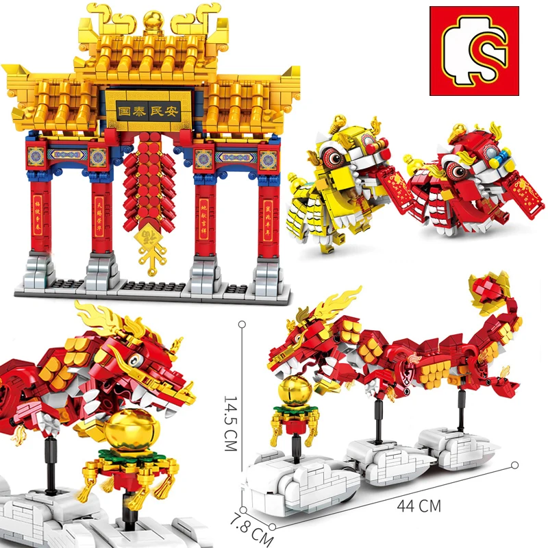 Chinese Dragon New Year Spring Festival Lion Dance Performance Temple Figure Model building blocks DIY brick Kids Toys ideas MOC
Chinese Dragon New Year Spring Festival Lion Dance Performance Temple Figure Model building blocks DIY brick Kids Toys ideas MOC