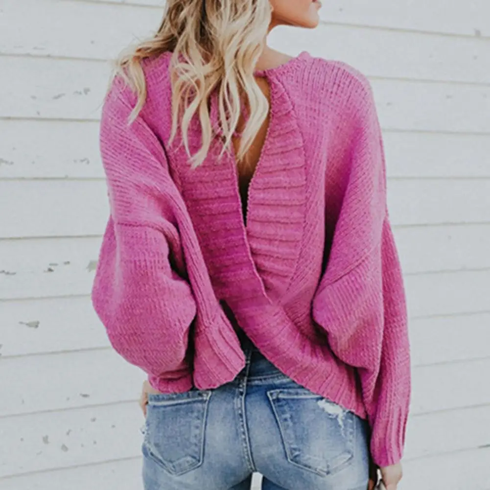 Women Solid Color Pullovers O-Neck Batwing Sleeve Knitted 2021 Autumn Winter Knitwear Open Back Sexy Sweater Woman Streetwear
Women Solid Color Pullovers O-Neck Batwing Sleeve Knitted 2021 Autumn Winter Knitwear Open Back Sexy Sweater Woman Streetwear