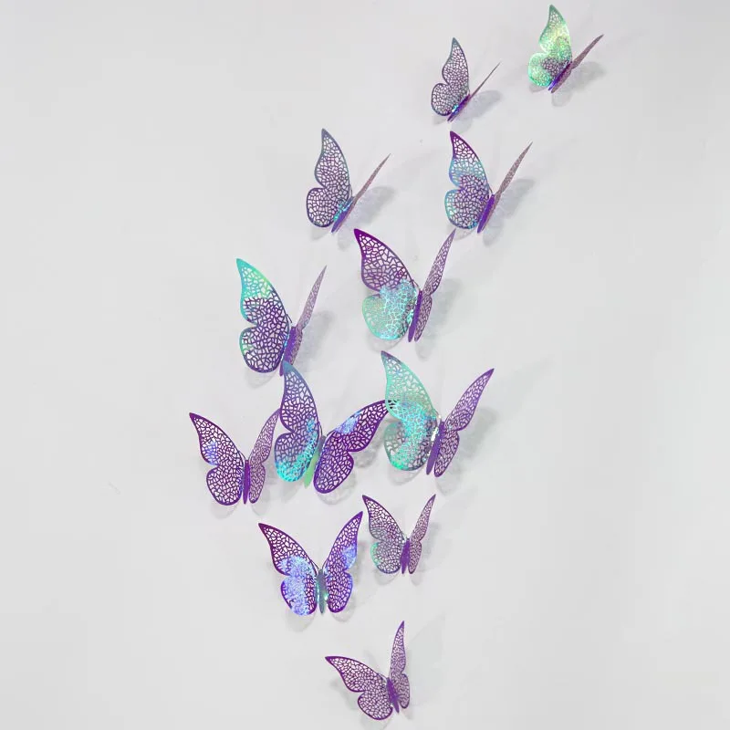 12 шт./компл. ласточкин хвост Бабочка наклейки синие креативные на стену