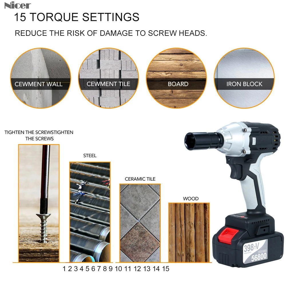 Cordless Electric Wrench 960N.m 4000mAh Brushless Germany Heavy Vehicle Repair High Torque Li-ion Batteries Variable Speed Tool
Cordless Electric Wrench 960N.m 4000mAh Brushless Germany Heavy Vehicle Repair High Torque Li-ion Batteries Variable Speed Tool