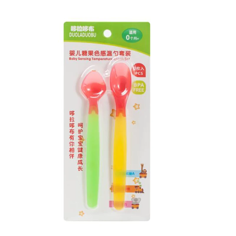 2pcs/set Temperature Sensing Spoon Fork for Baby Safety Feeding 0~2 Years Old Child Dining Spoon Tableware Plastic Patchwork
2pcs/set Temperature Sensing Spoon Fork for Baby Safety Feeding 0~2 Years Old Child Dining Spoon Tableware Plastic Patchwork