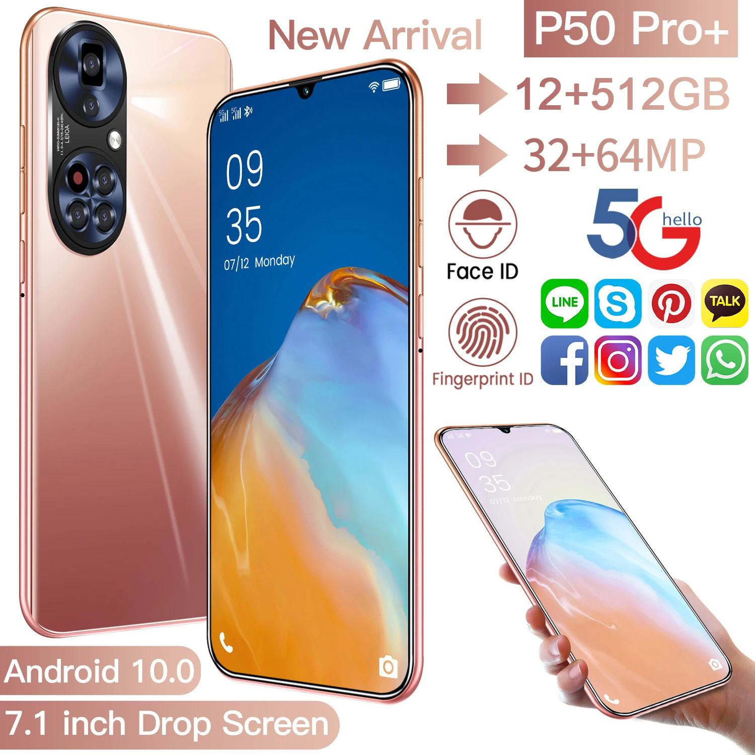 Global Version P50 Pro+ Global Unlocked Smartphone 7.1''16G+512G Android11 Mobile Phone 4/5G Network Phone Support Google GPS
Global Version P50 Pro+ Global Unlocked Smartphone 7.1''16G+512G Android11 Mobile Phone 4/5G Network Phone Support Google GPS