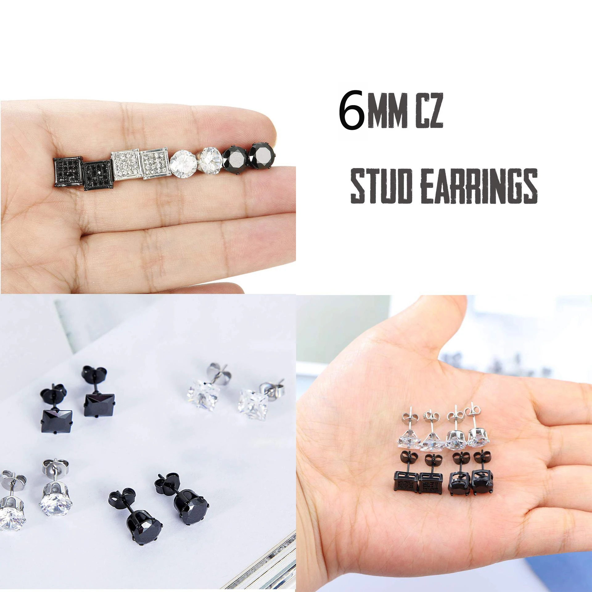 1 pair Punk Black Silver Stainless/Titanium Steel Zircon Stud Earrings For Men and Women Gothic Street Pop Hip Hop Ear Jewelry
1 pair Punk Black Silver Stainless/Titanium Steel Zircon Stud Earrings For Men and Women Gothic Street Pop Hip Hop Ear Jewelry