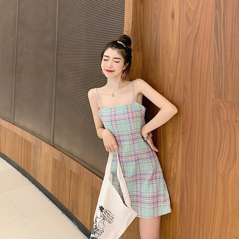 Plaid Sling Dress Female Spring Summer 2021 Korean New Style Small Fresh Slim Slim Temperament Bag Hip A-Line Short Dress 2386
Plaid Sling Dress Female Spring Summer 2021 Korean New Style Small Fresh Slim Slim Temperament Bag Hip A-Line Short Dress 2386