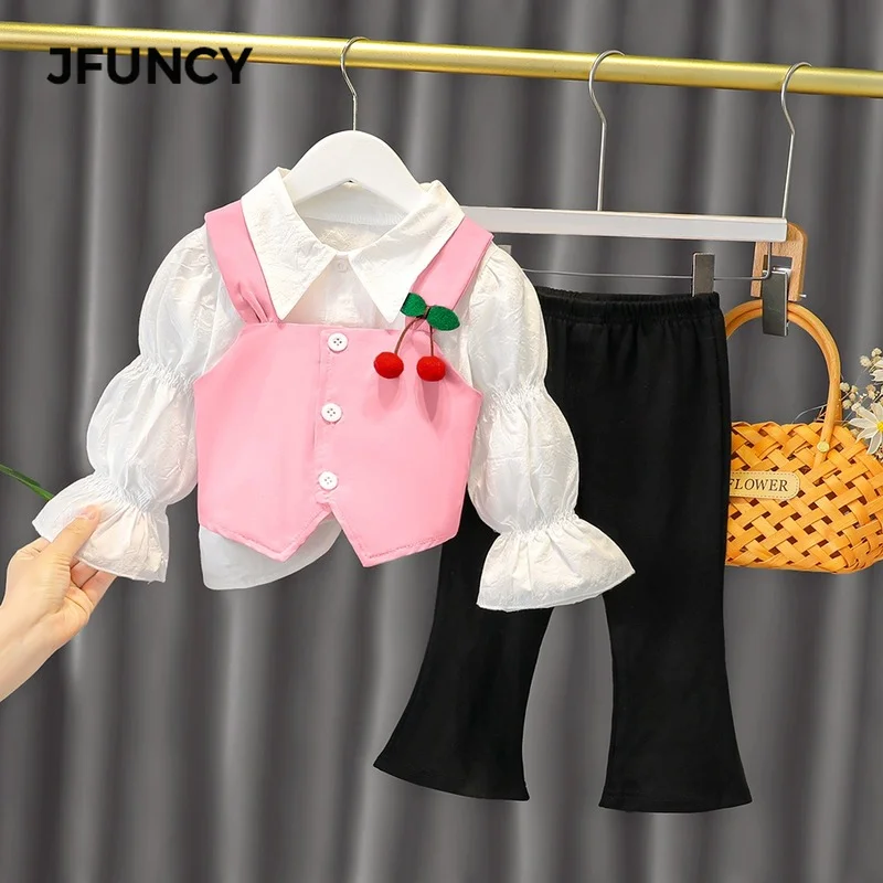 JFUNCY Baby Girls Clothes Long Sleeve Girl Sets White Shirt Vest Flared Trousers Three Piece Suits Sweet Children's Clothing
JFUNCY Baby Girls Clothes Long Sleeve Girl Sets White Shirt Vest Flared Trousers Three Piece Suits Sweet Children's Clothing