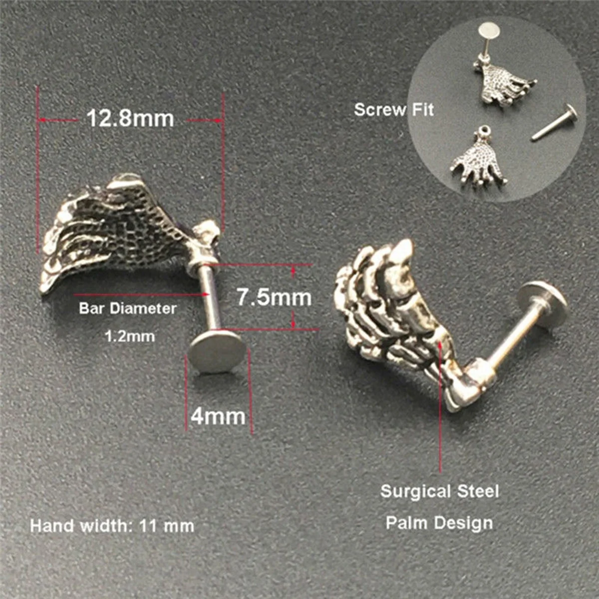 Skeleton Hand Bone Lip Nail Ear Nail Stainless Steel Piercing Jewelry for Men and Women
Skeleton Hand Bone Lip Nail Ear Nail Stainless Steel Piercing Jewelry for Men and Women