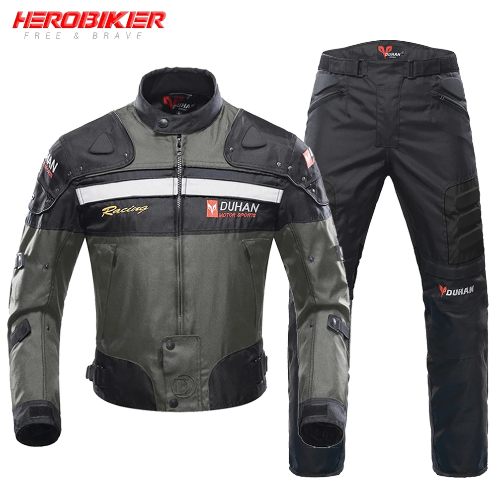 

Herobiker Motorcycle Jacket Set Men's Moto Cycling Suit Waterproof Chaqueta Keep Warm Liner Motocross Jacket Body Protector