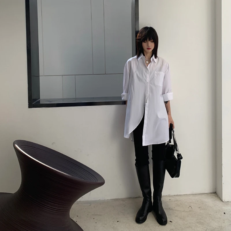 Irregular Women'S Blouses Top Lapel Long Sleeve Mid-Length Shirts Casual Loose 2021 Spring Korean Fashion Streetwear Blouses
Irregular Women'S Blouses Top Lapel Long Sleeve Mid-Length Shirts Casual Loose 2021 Spring Korean Fashion Streetwear Blouses