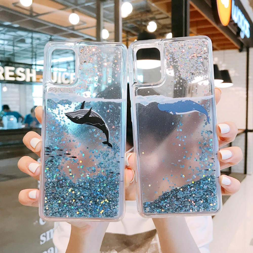 

Ocean Whale Liquid Quicksand TPU Phone Case for Apple IPhone 11 Pro Max Se 2 7Plus Xr Xs X 8 7 Plus 6S 6 Air Cushion Soft Cover