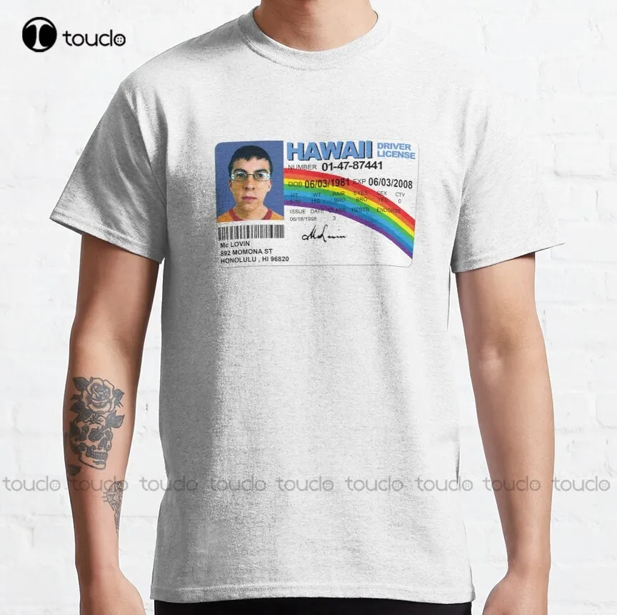 McLovin-Гавайская Лицензия с сыром jonah hill Высококачественная классическая футболка