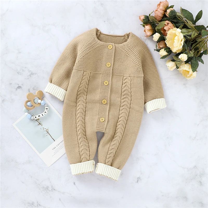 New Fashion Autumn Winter Infant Baby Girl Knitted Romper Button Long Sleeve Solid Jumpsuit Playsuit Sweater 0-24M kids clothes
New Fashion Autumn Winter Infant Baby Girl Knitted Romper Button Long Sleeve Solid Jumpsuit Playsuit Sweater 0-24M kids clothes