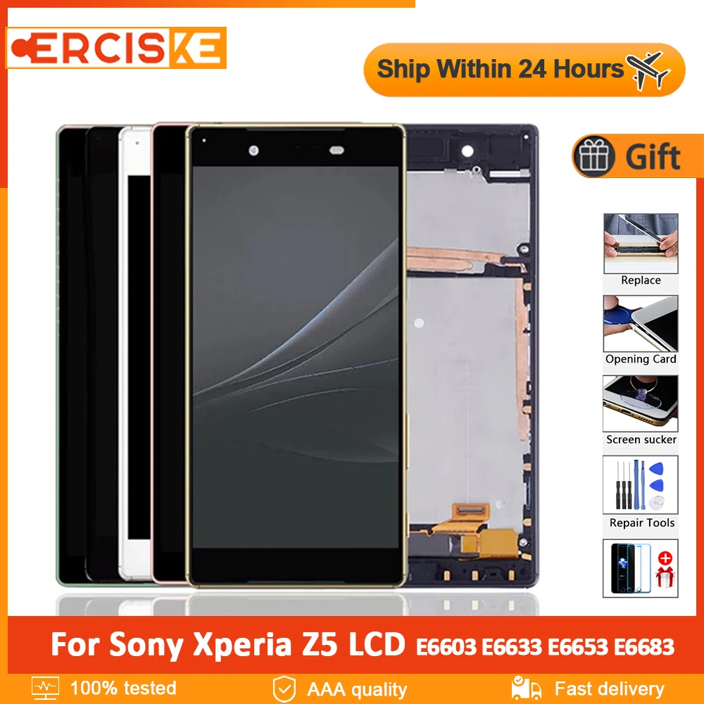 

ЖК-дисплей 5,2 дюйма для Sony Xperia Z5, сенсорный экран, дигитайзер, панель, детали с рамкой для Sony Z5, E6603, E6633, E6653, E6683, дисплей