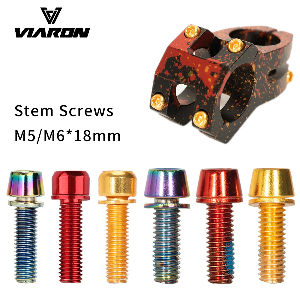 

VIARON 6pcs Bicycle Stem Screws M5/M6*18mm Handlebar Riser Bolts Colorful Ultralight Stainless-Steel MTB Road bike Access