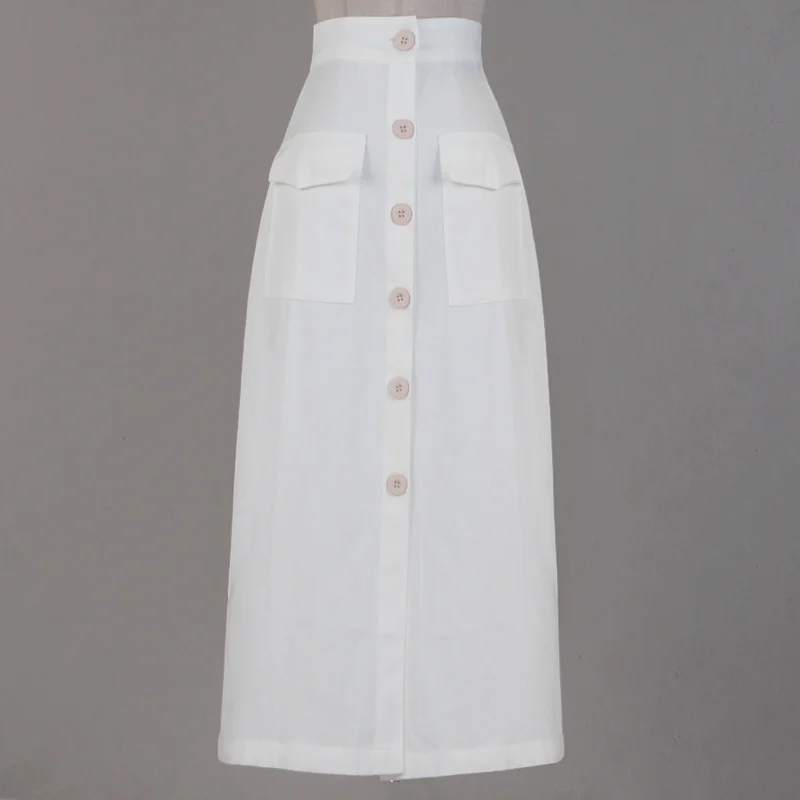 Korean Style Preppy Style Single Breasted Skirt Women's Spring 2021 New Retro Fashion Minimalism High Waist A- line Skirt
Korean Style Preppy Style Single Breasted Skirt Women's Spring 2021 New Retro Fashion Minimalism High Waist A- line Skirt