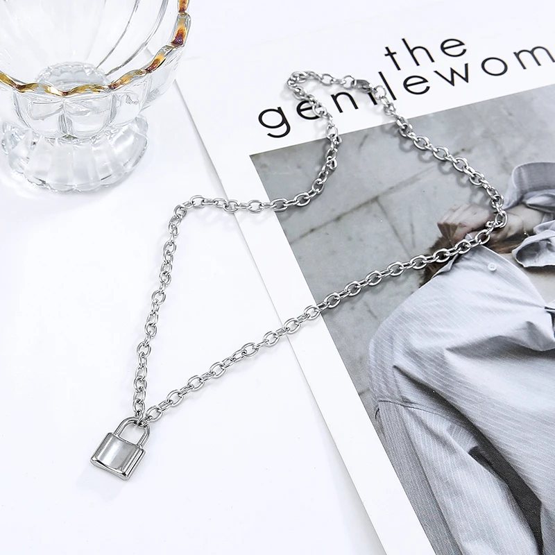 Женское длинное ожерелье с замком в стиле панк подарочное колье чокер на шею