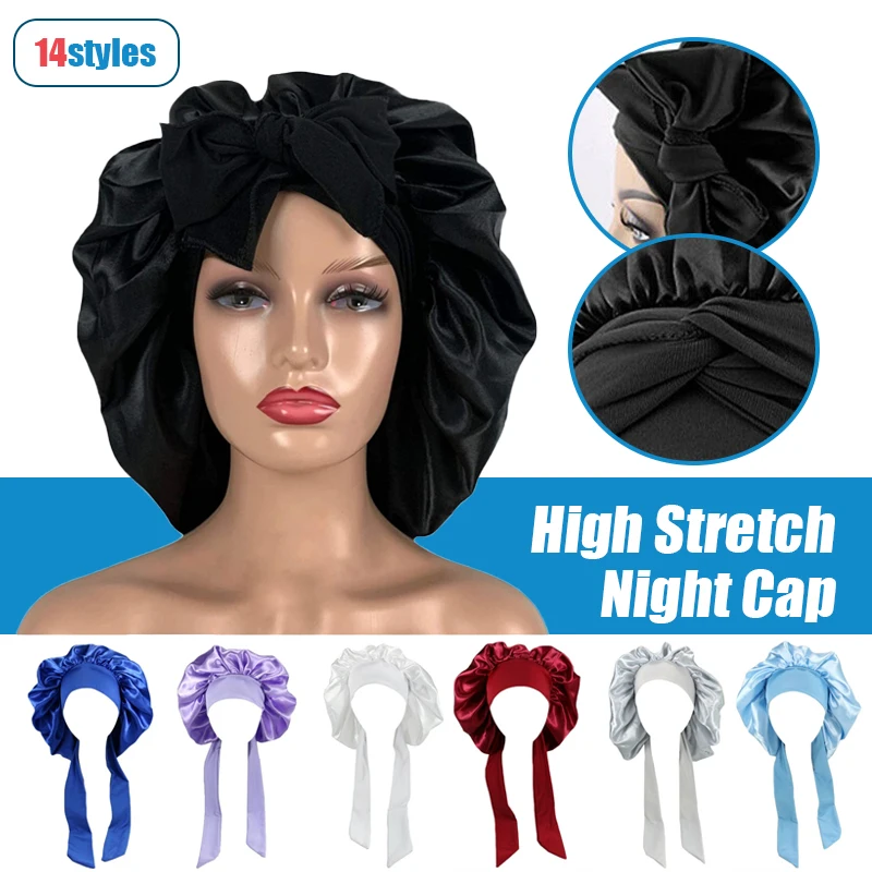 1 Pcs Women Soft Satin Hat Accessories High Elastic Night Sleeping Shower Cap Hair Bonnet Hat Head Cover Satin Turban 
1 Pcs Women Soft Satin Hat Accessories High Elastic Night Sleeping Shower Cap Hair Bonnet Hat Head Cover Satin Turban