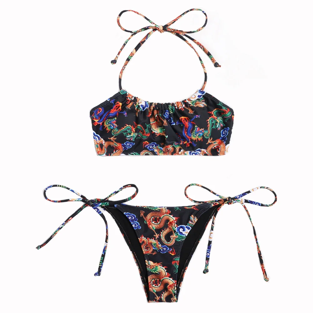 Swimwear Sexy Women Bathing Suit Sling Lacing Print Chinese Dragon Female Swimsuit Beach Sunbathing Seaside Beach Summer 2021
Swimwear Sexy Women Bathing Suit Sling Lacing Print Chinese Dragon Female Swimsuit Beach Sunbathing Seaside Beach Summer 2021