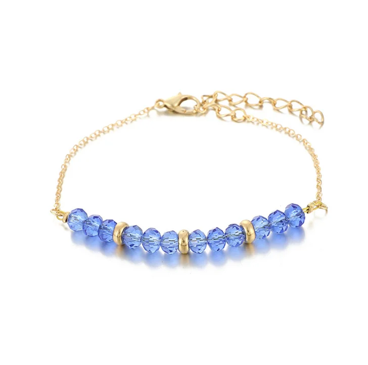 GTQ 5pcs/sets Gold Leaf Bracelets Clear Crystal Stone Blue Bead Bangles for Women Bohemian Jewelry Drop Shipping | Украшения и