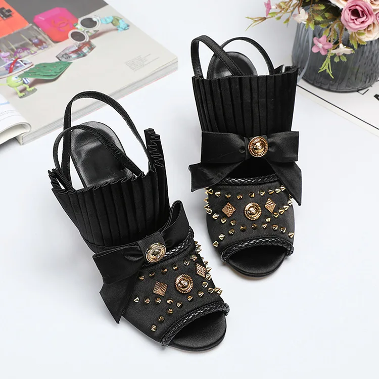 Black Silk Gladiator Women Prom Sandals Ins Fashion Rivets Summer Party Pumps 10cm High Heels Lady Sandalias Punk Stud Zapatos
Black Silk Gladiator Women Prom Sandals Ins Fashion Rivets Summer Party Pumps 10cm High Heels Lady Sandalias Punk Stud Zapatos