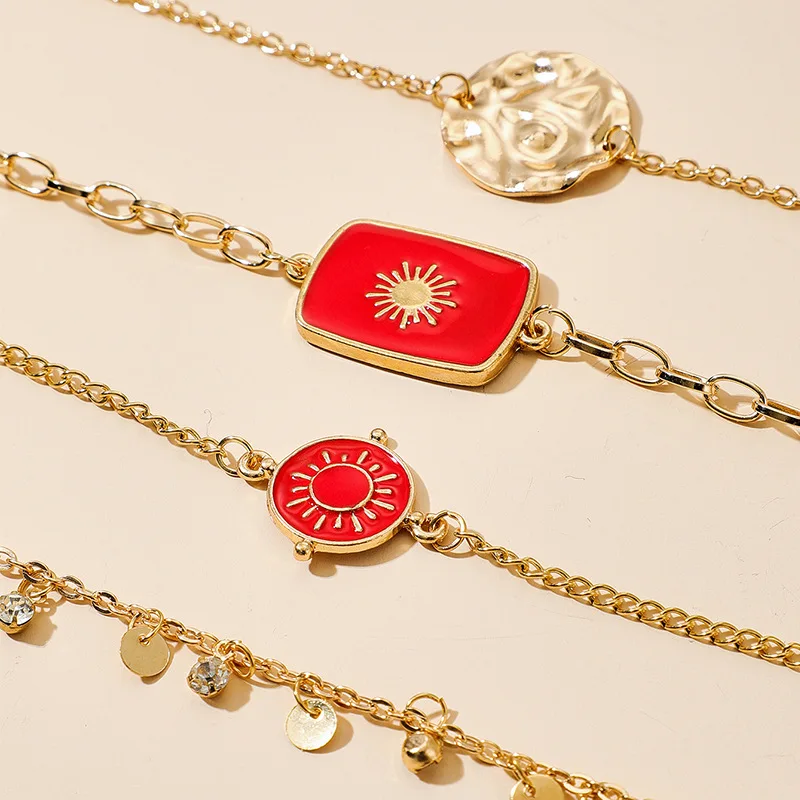 Harajaku 4pcs/set Gold Color Sequins Bracelets For Women Exaggerated Red Totem Flower Sun Link Twink Chains 2021 Jewelery Sets
Harajaku 4pcs/set Gold Color Sequins Bracelets For Women Exaggerated Red Totem Flower Sun Link Twink Chains 2021 Jewelery Sets