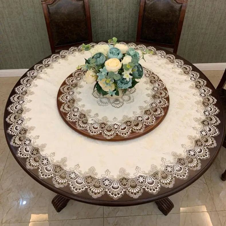 

Роскошная белая кружевная хлопковая круглая скатерть с вышивкой для кухни, чайного цветка, скатерти для обеденного стола, рождественской вечеринки, свадебного декора