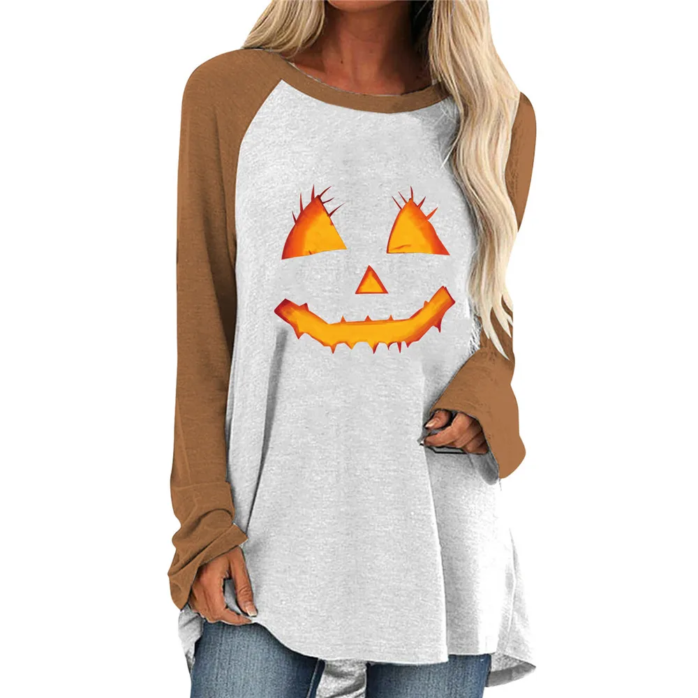 2021 Autumn Winter Long-sleeved Halloween Personality Printed Vacation Round Neck Casual Patchwork Contrast Shirt
2021 Autumn Winter Long-sleeved Halloween Personality Printed Vacation Round Neck Casual Patchwork Contrast Shirt