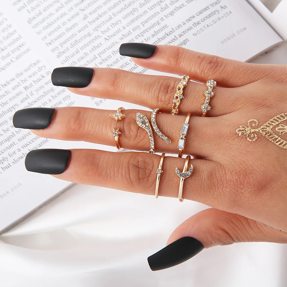 2021 Bohemia Snake Round Ring Set For Woman Gold Moon Rhinestone Rings Girl Gift Fashion Summer Jewelry Vintage Retro Anillos
2021 Bohemia Snake Round Ring Set For Woman Gold Moon Rhinestone Rings Girl Gift Fashion Summer Jewelry Vintage Retro Anillos